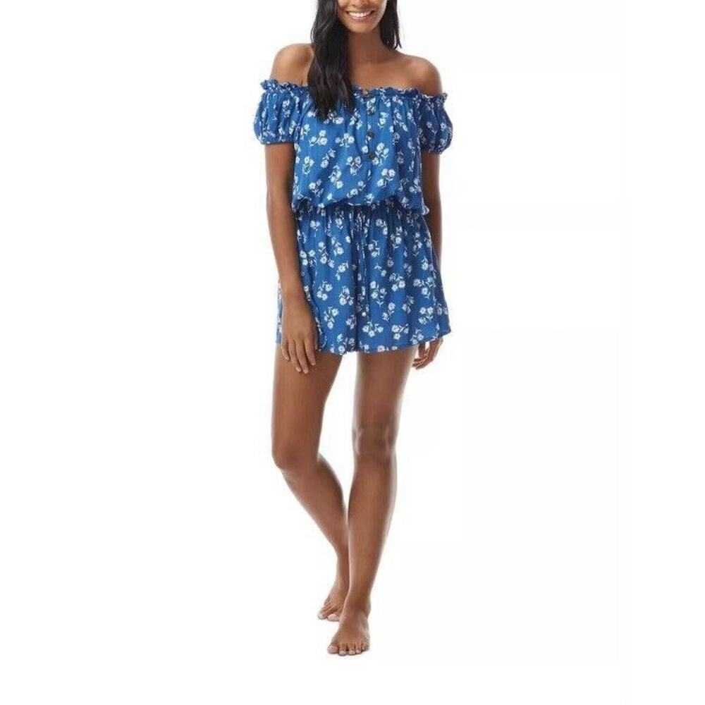 Kate Spade Dandelion Floral Off-the-Shoulder Swim‎ Cover Up Romper S NWT $120